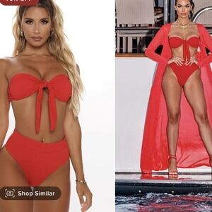 NWT Fashion Nova Island Soulmate Tube Top Bandeau 2 Piece Bikini Set